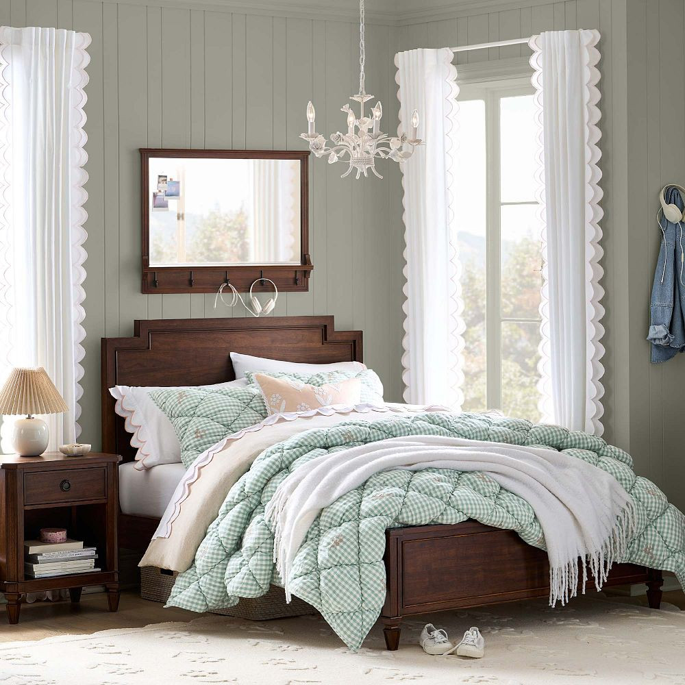 Scallop Trimmed Light-Filtering Curtain | Pottery Barn Teen