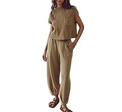 Ugerlov Women's Two Piece Outfits Sweater Sets Knit Pullover Tops and High Waisted Pants Lounge S... | Amazon (US)