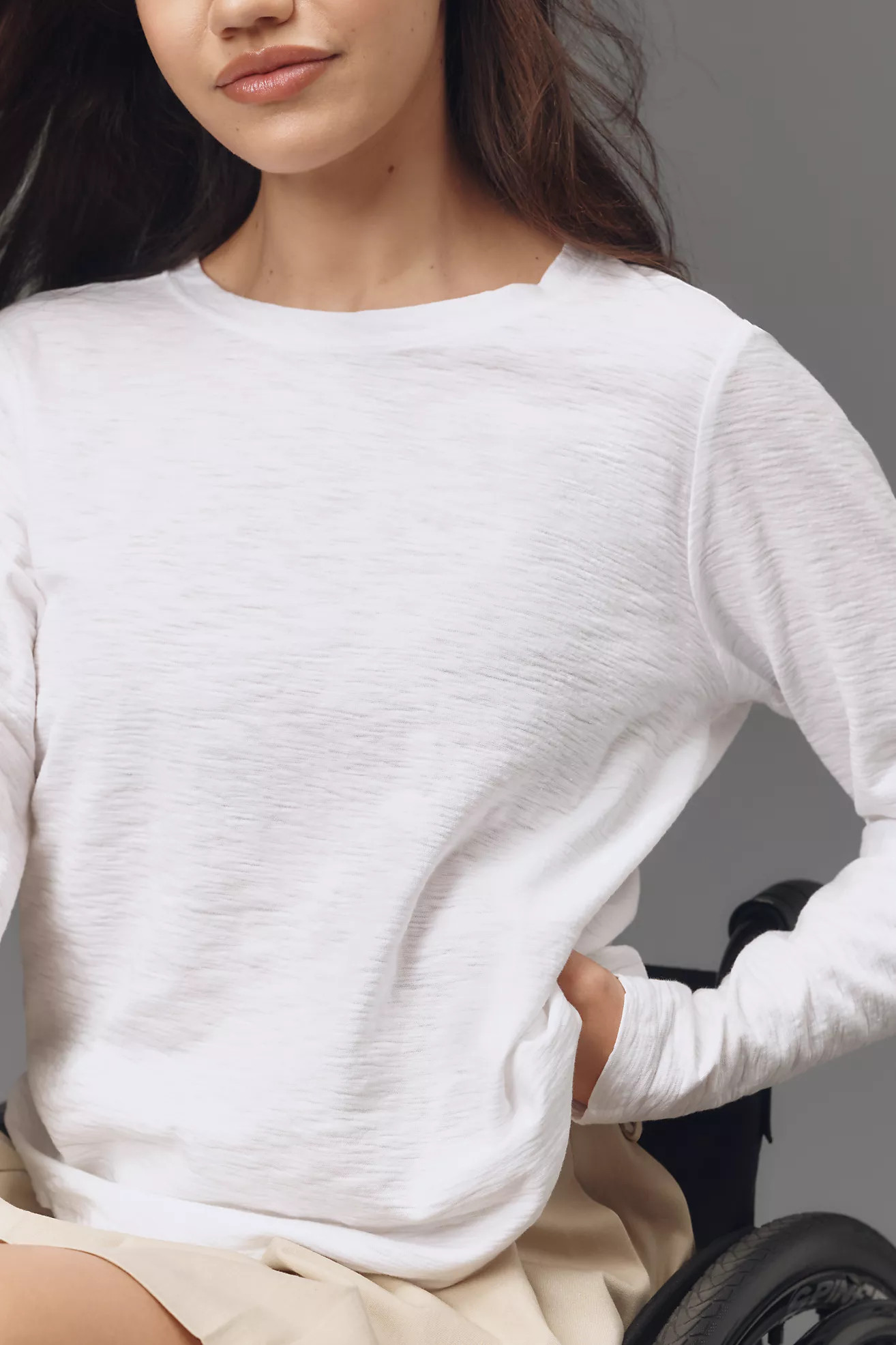 The Bennie Slim Crewneck Cotton-Slub T-Shirt by Pilcro: Long-Sleeve Edition | Anthropologie (UK)