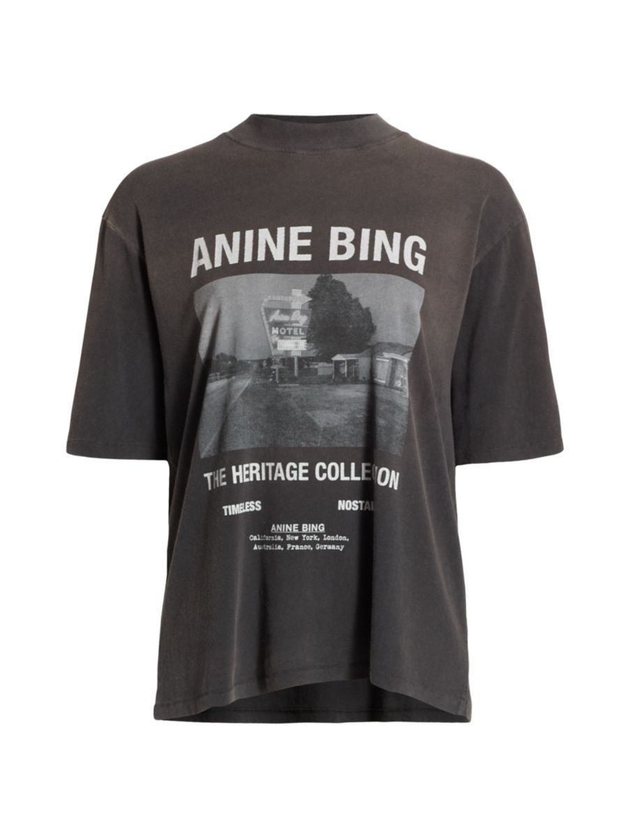 ANINE BING Wes Motel Photo &amp; Logo T-Shirt | Saks Fifth Avenue
