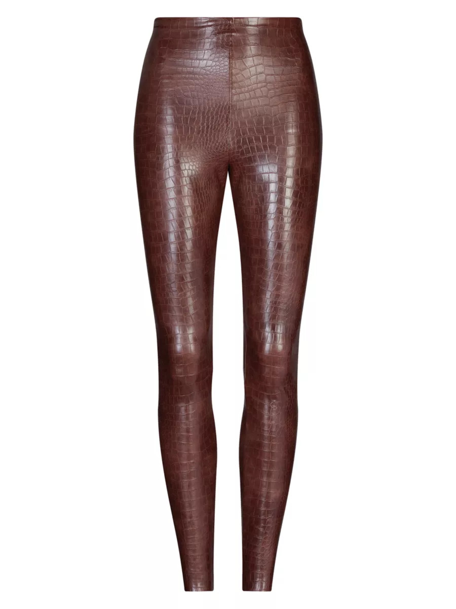 Faux-Leather Croc Leggings | Saks Fifth Avenue