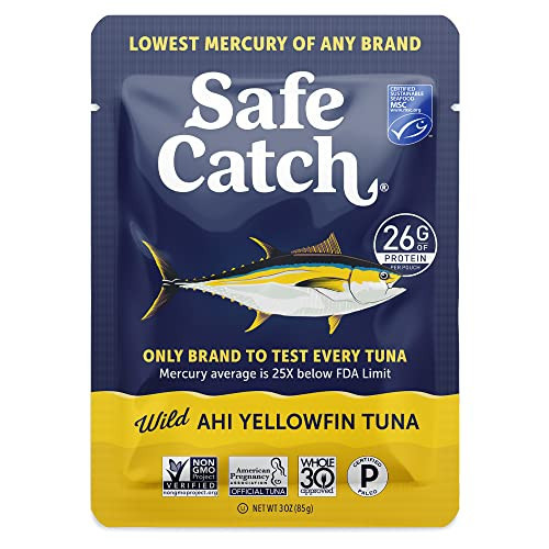 Safe Catch Wild Ahi Yellowfin Tuna Fish Pouches, Wild Caught, Lowest Mercury, Lean Protein, Omega 3, Gluten-Free, Kosher, Pack of 12 | Amazon (US)