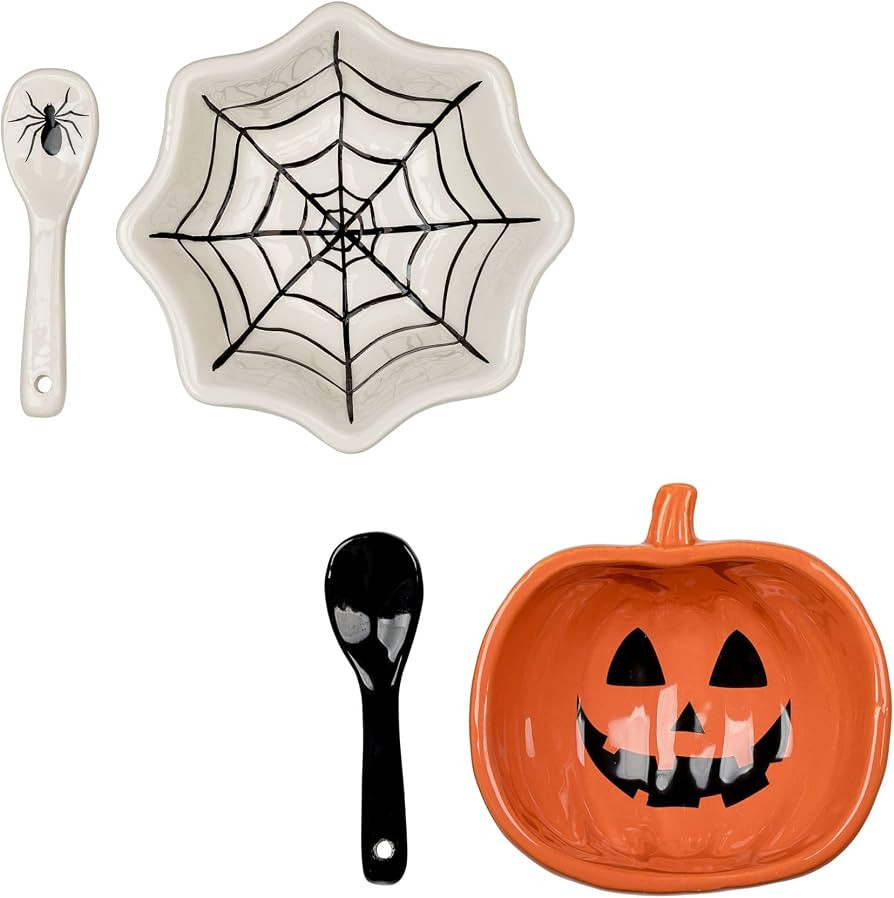 10 Strawberry Street Pumpkin & Web Dip Serving Set, Dip Bowl & Spreader | Amazon (US)
