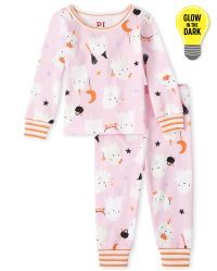 Baby And Toddler Girls Glow Ghost Snug Fit Cotton Pajamas - pink admirer | The Children's Place