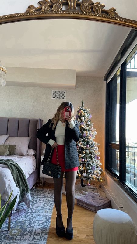 abercrombie cyber week sale! 25% off + additional 15% off in cart! red skort holiday mini skirt, tweed black oversized blazer and cream crew neck sweater 
in my usual small
code: CYBERAF
jewelry: use code emerson20
ring: use code emerson65


#LTKCyberWeek #LTKHoliday #LTKsalealert
