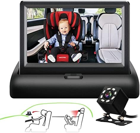 Baby Car camera ,SAMFIWI Baby Car Mirror Safety Car Seat Mirror Camera and Monitor with Infrared ... | Amazon (US)
