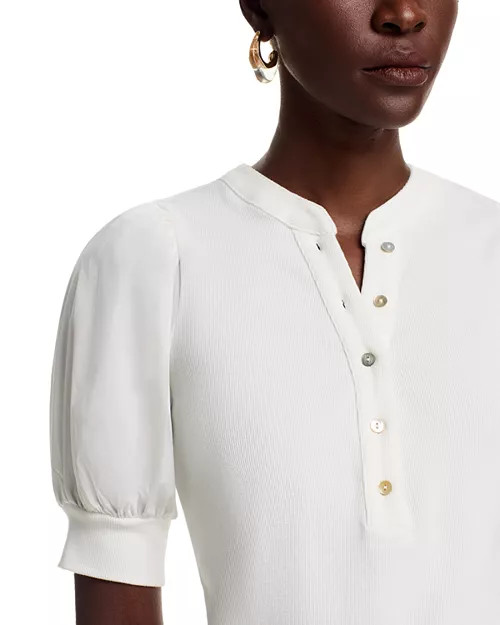 Puff Sleeve Henley Top | Bloomingdale's (US)