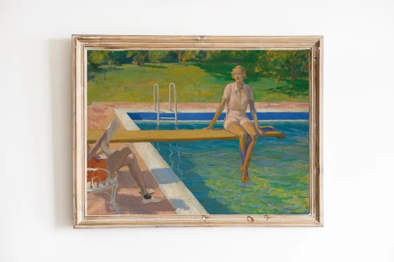 FREE SHIPPING  Girl at the Swimming Pool Art  Pretty Girl | Etsy | Etsy (US)