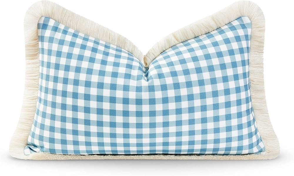 Hofdeco Premium Coastal Hampton Style Patio Indoor Outdoor Lumbar Pillow Cover Only, 12"x20" Wate... | Amazon (US)