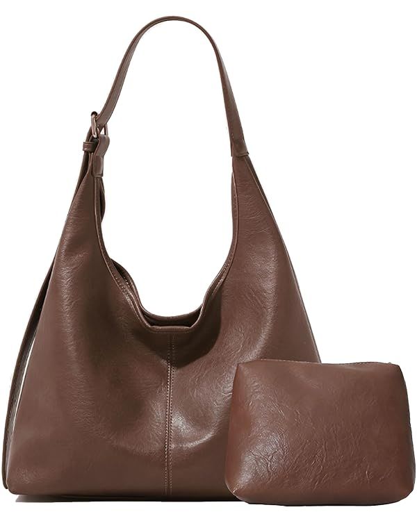 Leather Tote Bag, Hobo Bag Purses for Women Shoulder Bag College Tote Hobo Bags Soft Vegan Crossb... | Amazon (US)