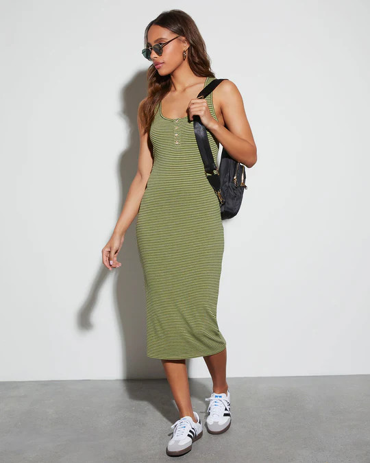 Rylie Striped Bodycon Midi Dress | VICI