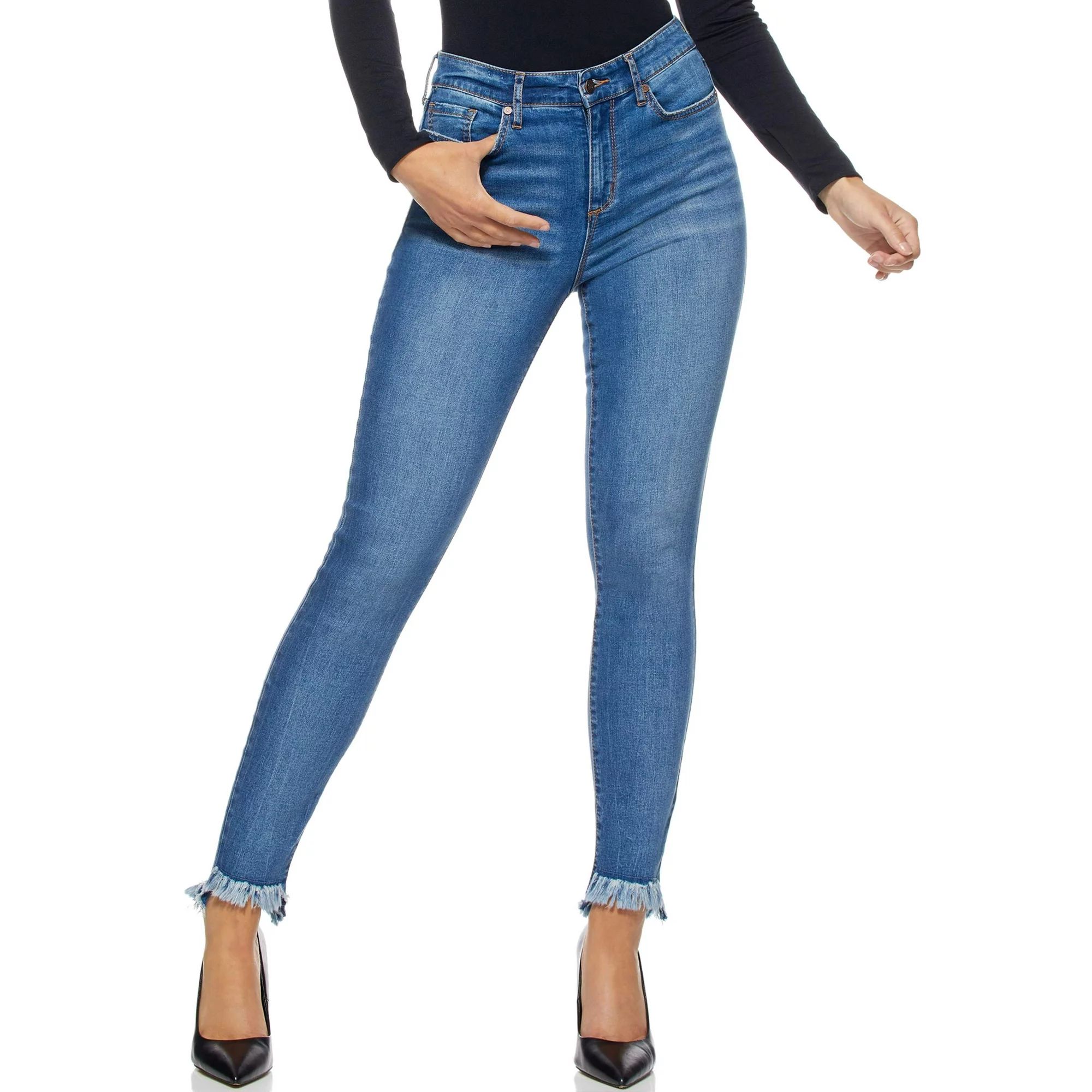 Sofia Jeans by Sofia Vergara Rosa Curvy Ripped Hem High Waist Ankle Jean Women's | Walmart (US)