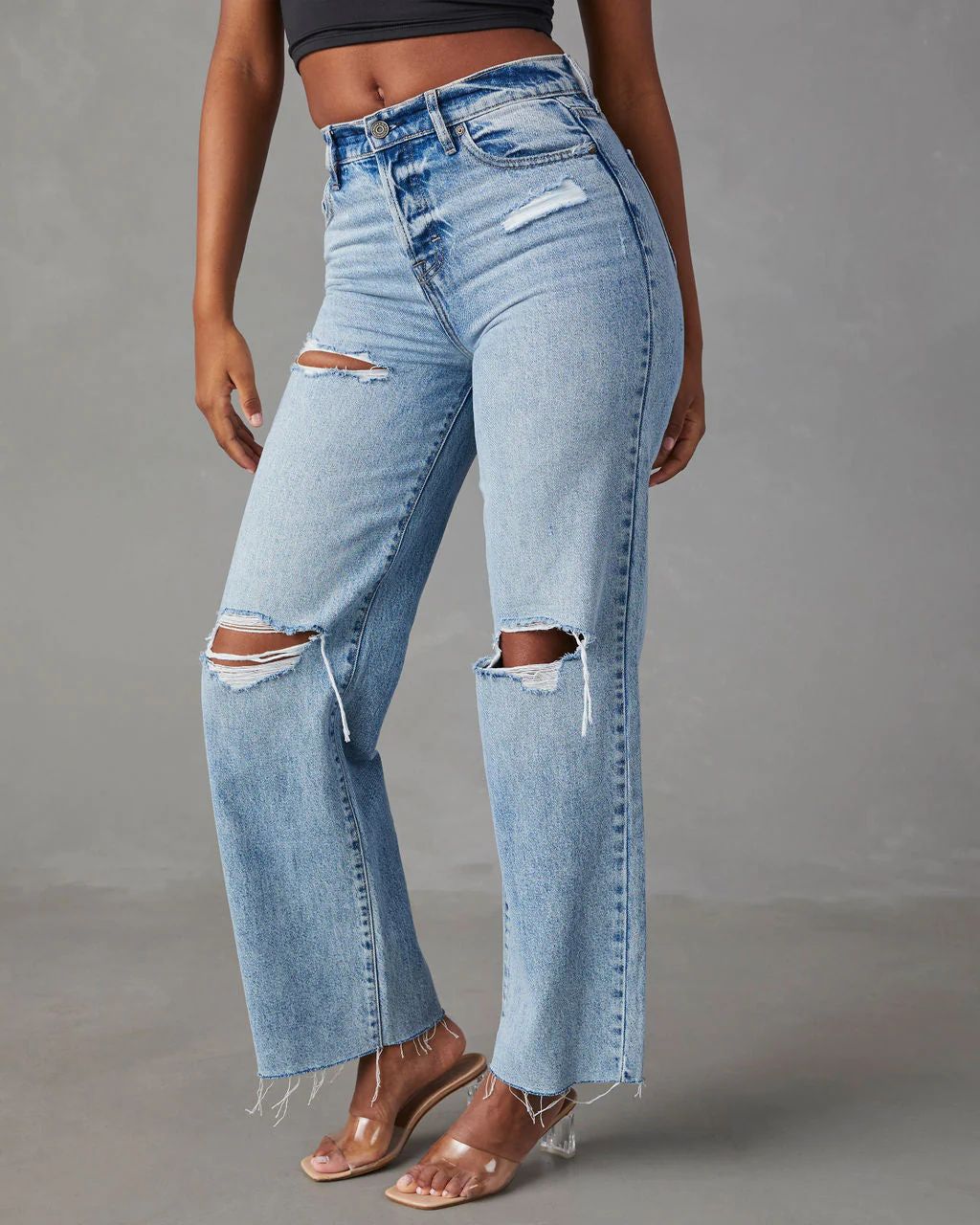 Calder High Rise Distressed Dad Jean | VICI Collection
