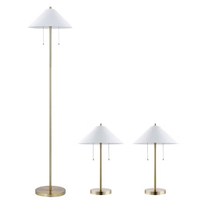 Prisma Floor And Two Table Lamps - Set of 3 - FLT4001 - Gold/White - Safavieh | Target