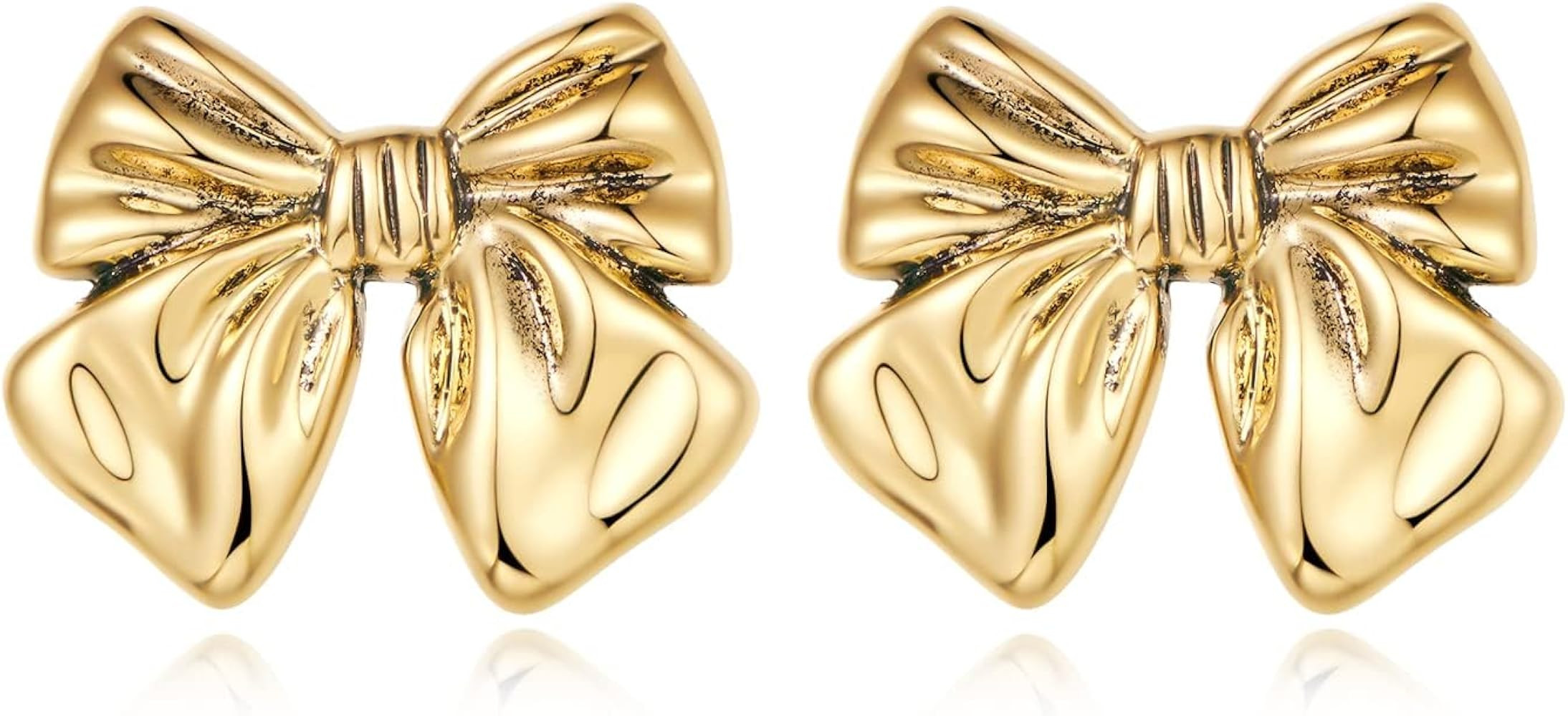 Bow Earrings For Women Gold Plated Bow Studs And Bow Dangle Earrings With Hoop Silver Bow Stateme... | Amazon (US)