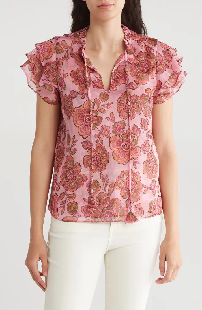 PHILOSOPHY BY RPUBLIC CLOTHING Tie Neck Ruffle Sleeve Top | Nordstromrack | Nordstrom Rack