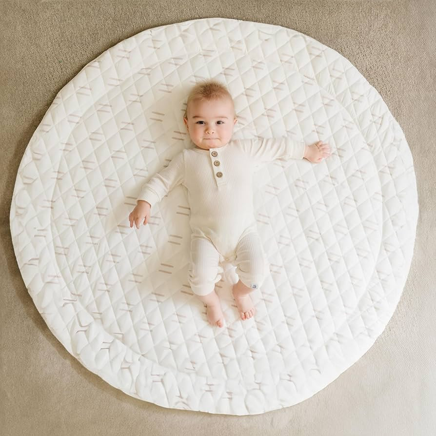 Poppyseed Play Baby Play Mat, Extra-Thick & Extra-Large Round Floor Pad, Designed for Tummy Time,... | Amazon (US)