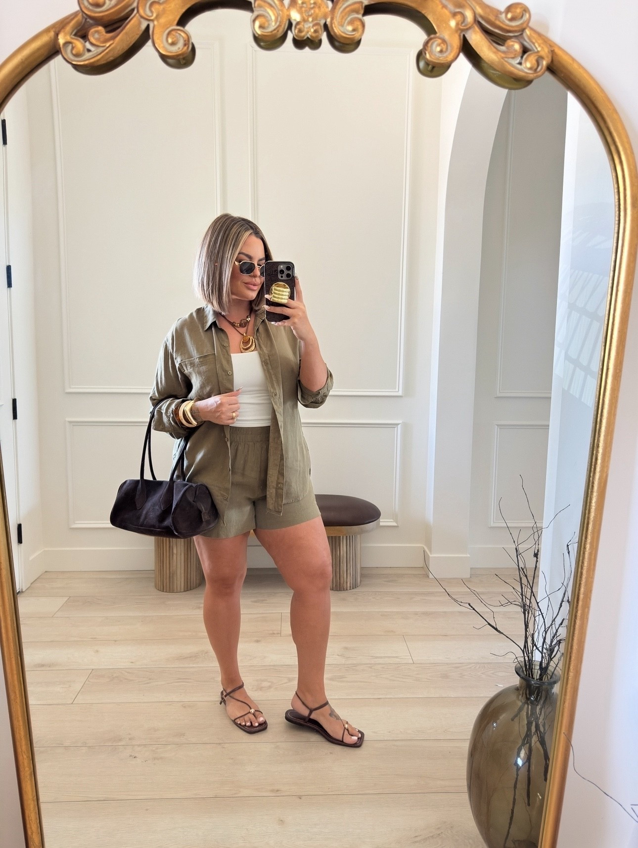 Button down L 
Tank M 
Shorts L 
Sandals tts 
#oldnavy #midsize #sale #under50 #freepeople #amazon 

#LTKMidsize #LTKSaleAlert #LTKootd