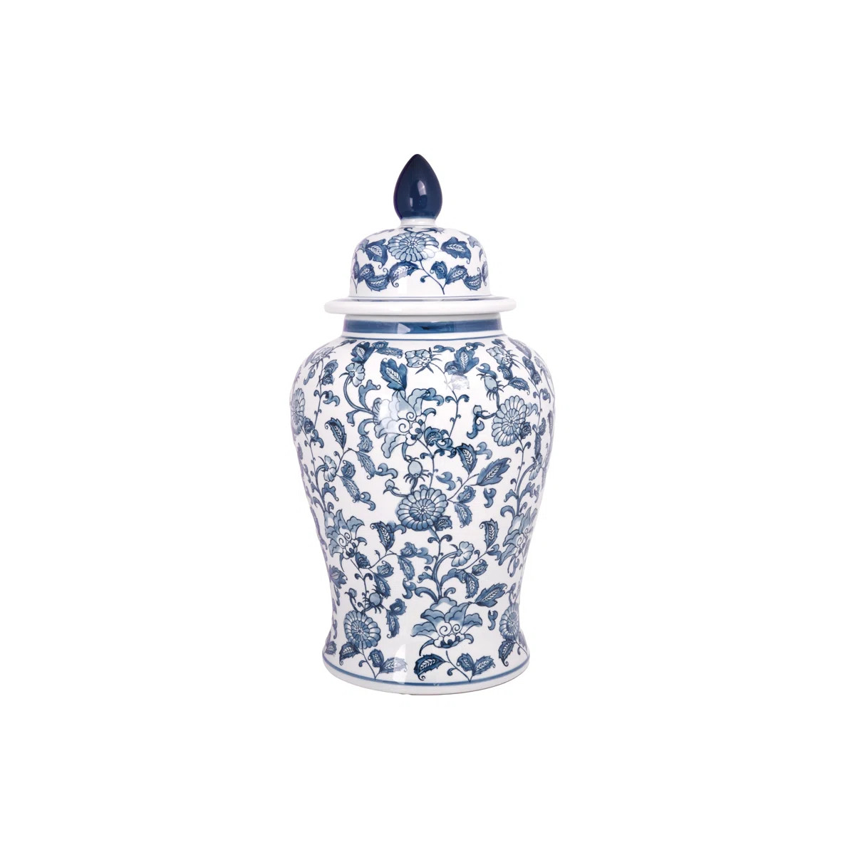Ceramic Round Chinoiserie Ginger Temple Jar Gloss Finish White | Wayfair North America