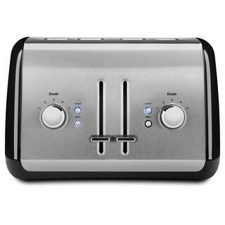 4-Slice Onyx Black Wide Slot Toaster with Crumb Tray | The Home Depot