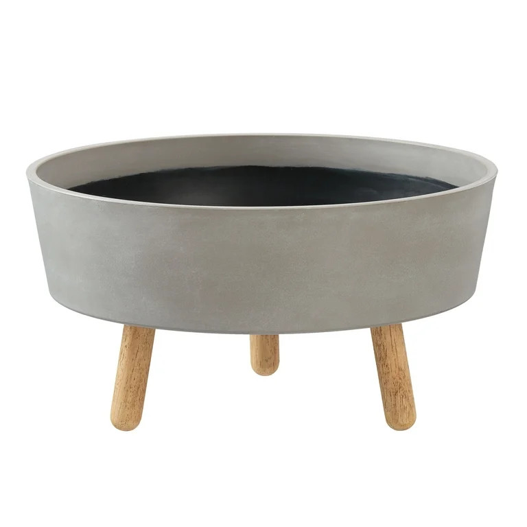 Better Homes & Gardens 10" x 10" x 5.2" Grigio Gray Footed Resin Planter Saucer | Walmart (US)