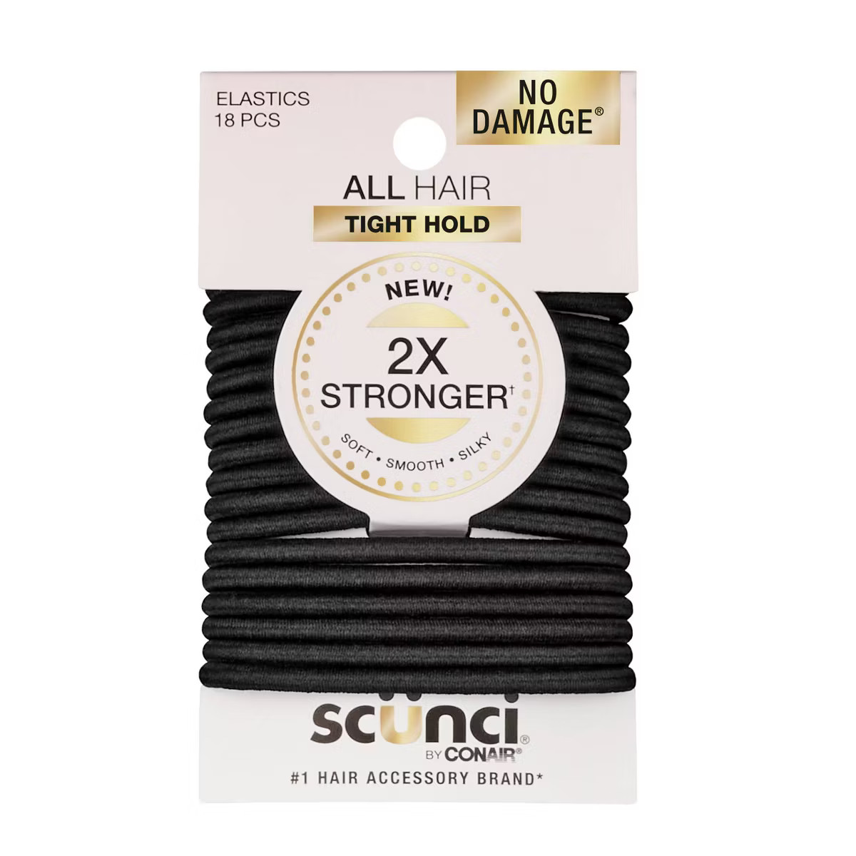 scünci No Damage 2X Stronger Elastic Hair Ties - Black - 4mm - All Hair - 18pcs | Target