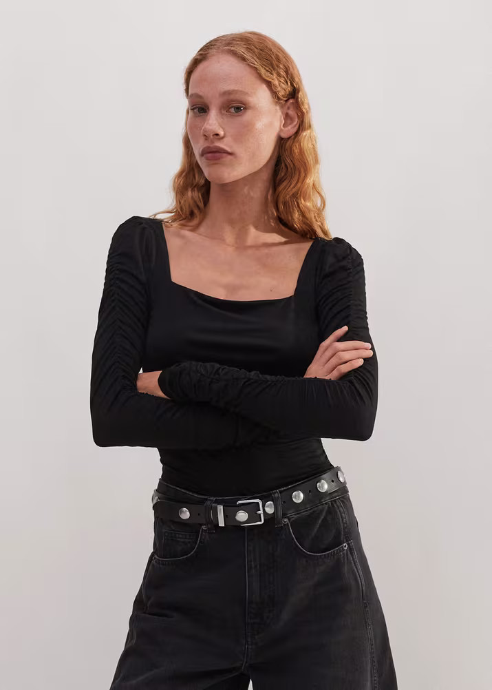 Ruched Square Neck Top Soft Stretch Jersey | ME+EM Global (Excluding US)