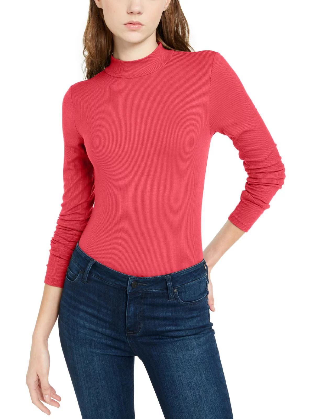 Self Esteem Womens Juniors Ribbed Long Sleeves Bodysuit Pink S - Walmart.com | Walmart (US)