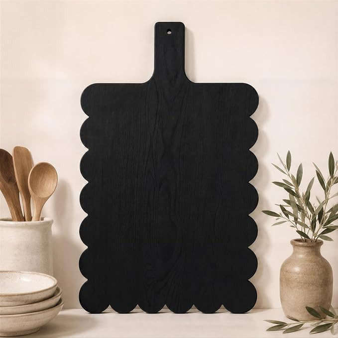 Novabright Black Scalloped Wood Decorative Board, Farmhouse Display Tray | Decorative Board, Pine... | Amazon (US)