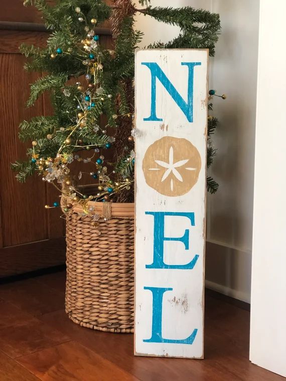 Noel Beach Christmas sign/ Coastal Christmas decor/ Tropical Christmas decor/ sand dollar sign | Etsy (US)
