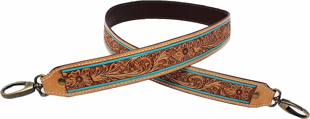 CHALLENGER Western Turquoise Floral Tooled Leather Replacement Shoulder Strap 115FK08 | Amazon (US)