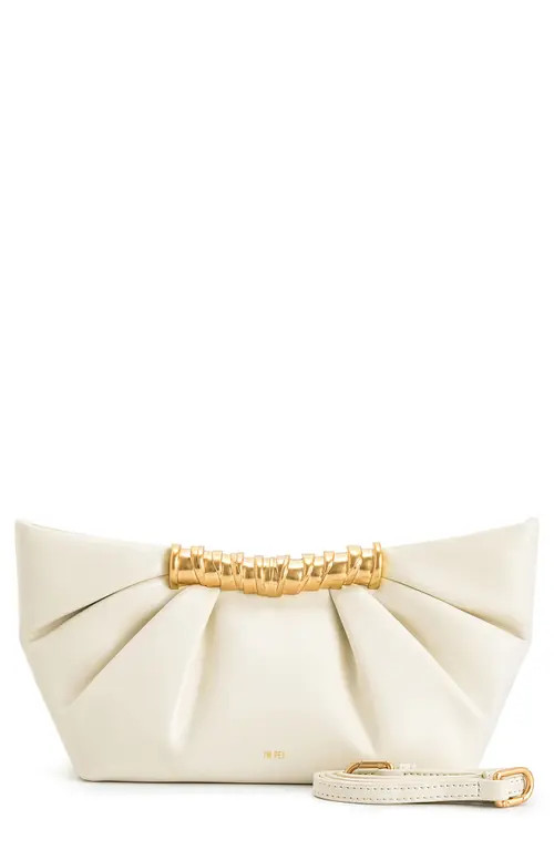 JW PEI Leia Pleated Faux Leather Clutch in White at Nordstrom | Nordstrom