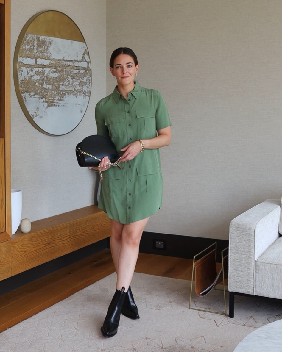 nail polish to wear with green dress Boden Women's Hattie Jersey T-shirt Dress in Green