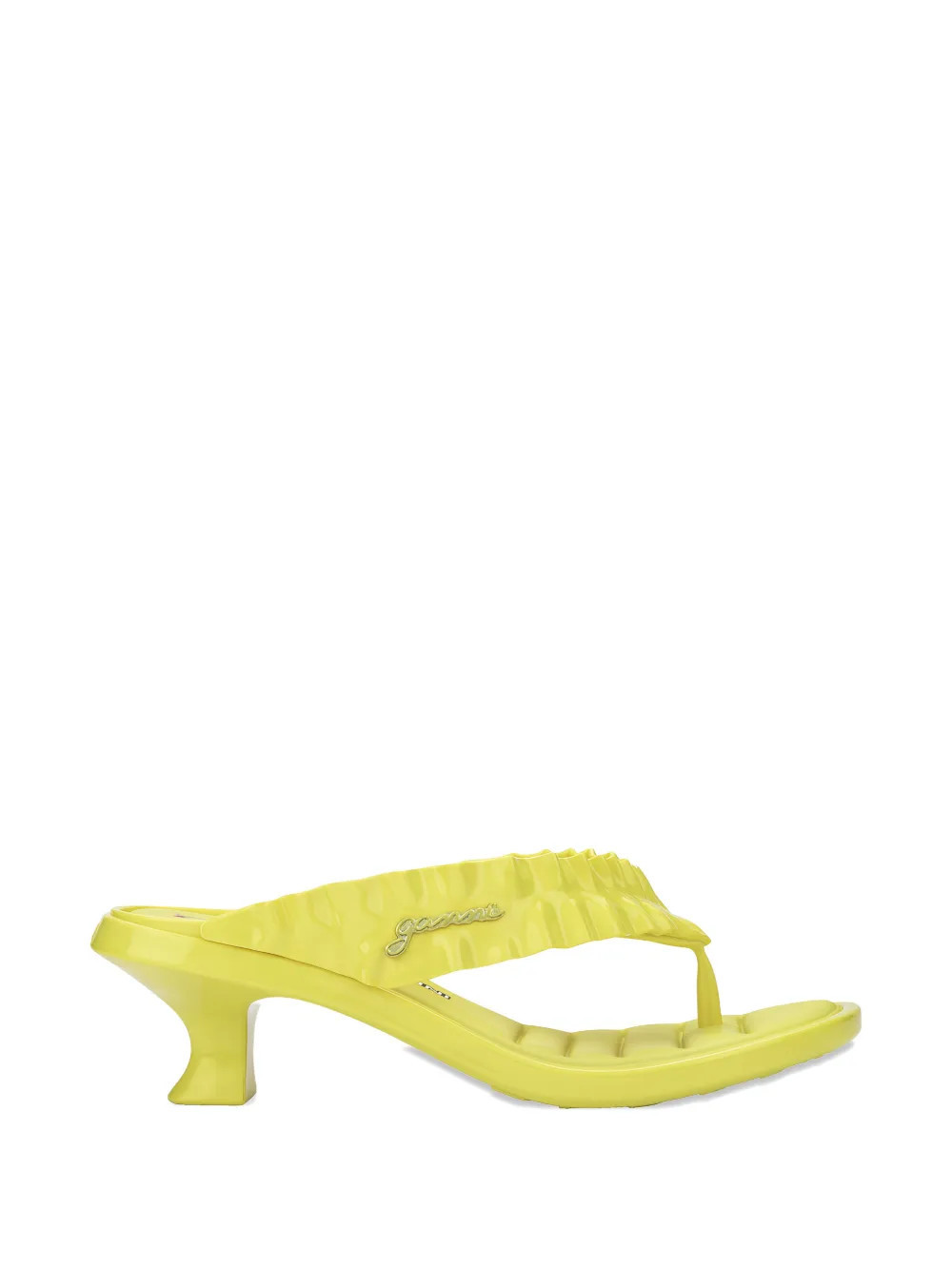 Melissa x Ganni ruffled kitten-heel sandals - Yellow | Farfetch Global
