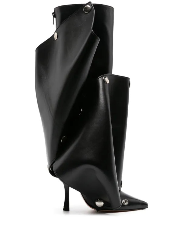 press-stud leather knee boots | Farfetch Global