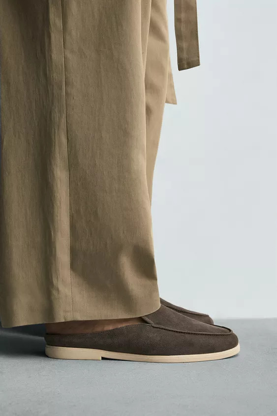 LEATHER OPEN-BACK LOAFERS | Zara US