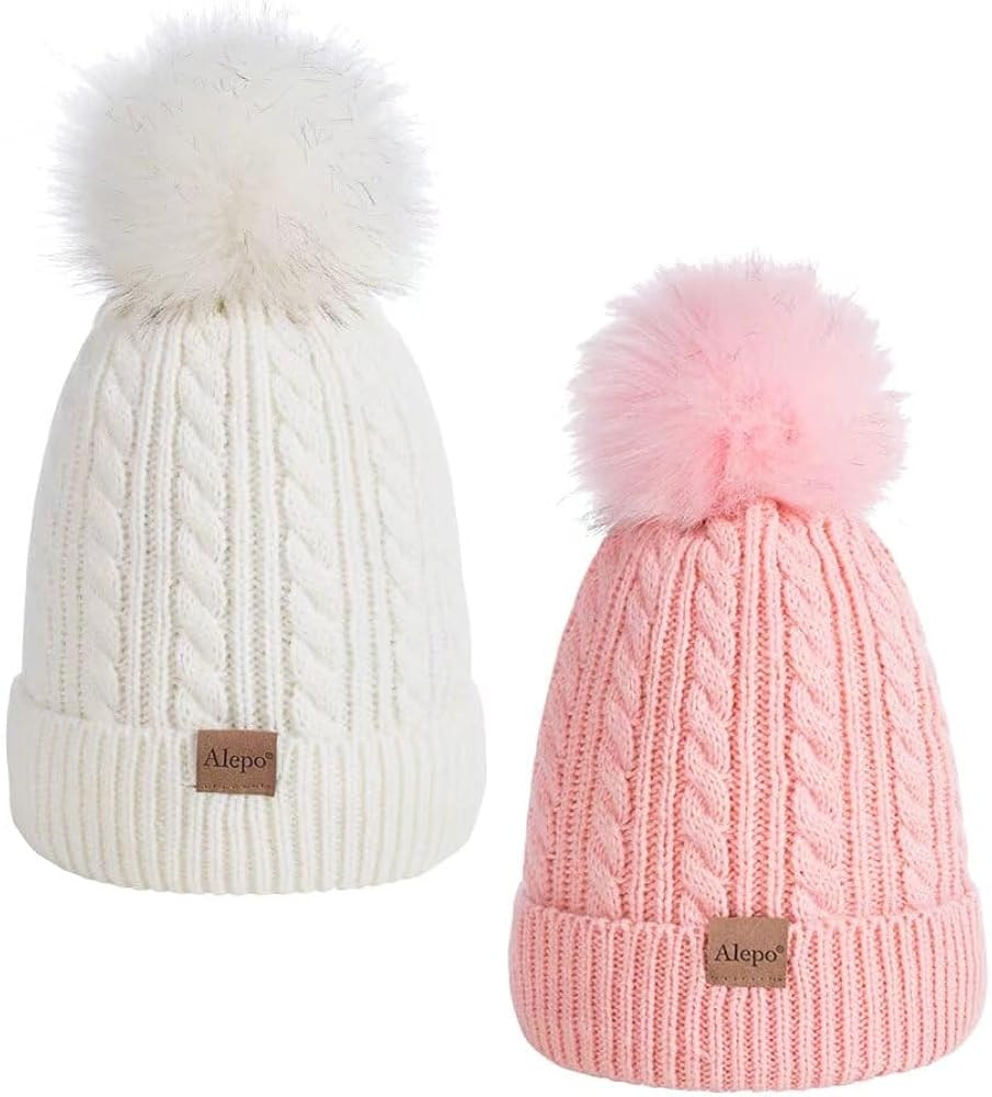 Kids Winter Beanie Hat, Children's Warm Fleece Lined Knit Thick Ski Cap with Pom Pom for Boys Gir... | Amazon (US)