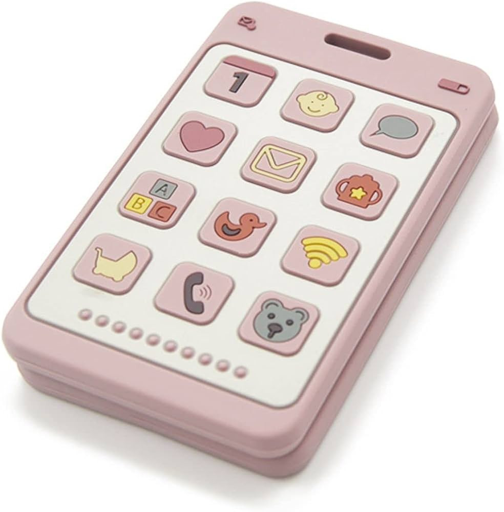 Soft Silicone Phone Shape Teether Boys Girls Baby Molar Teether Chew Toys, Teething Toy (Pink) | Amazon (US)