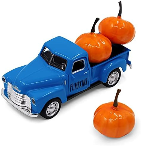 Fall Farmhouse Mini Farm Truck Decoration Faux Pumpkins Blue Truck Decor Autumn Tiered Tray Decor... | Amazon (US)