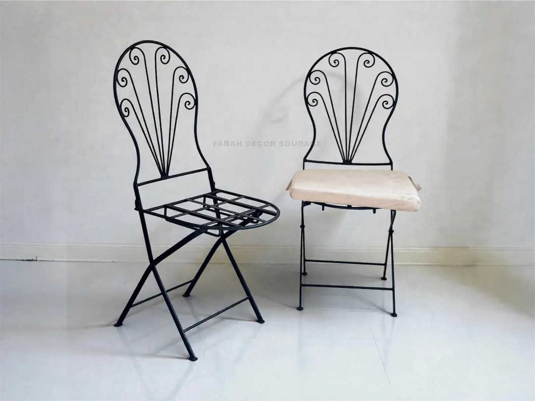 Handmade Moroccan Iron Chairs Set of 4 - Black Wrought Iron Patio Garden Indoor Outdoor Furniture... | Etsy (US)