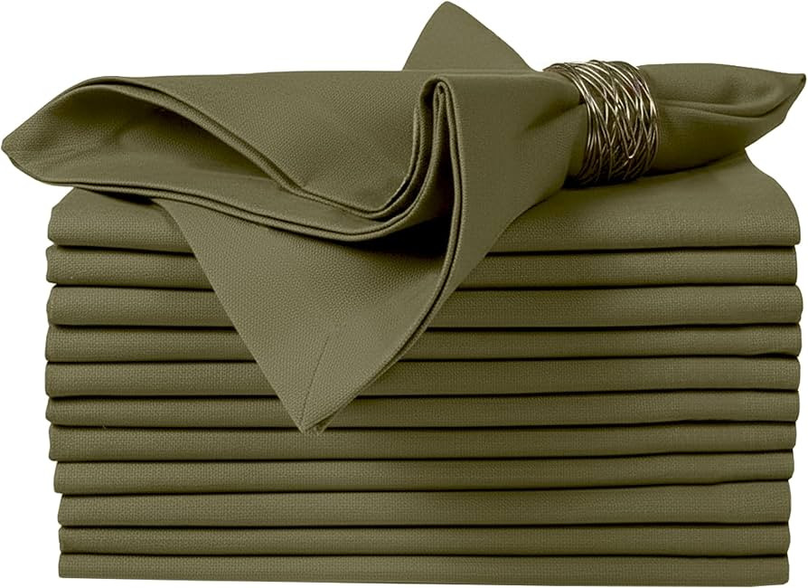 Ruvanti Cloth Napkins 12 Pack, 100% Cotton High GSM 18" x18\u201d\u2013 Capulet Olive | Amazon (US)
