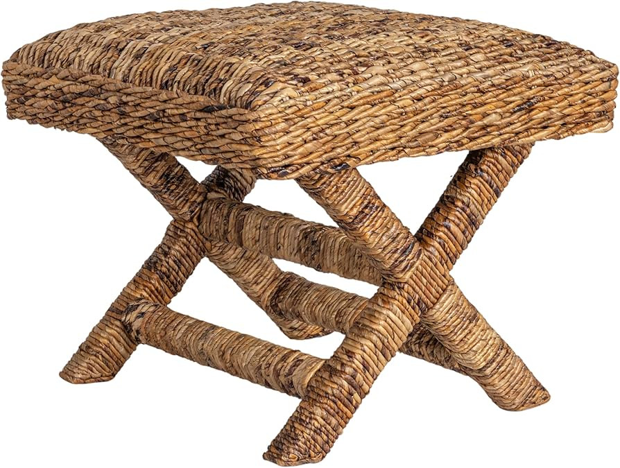 Creative Co-Op Woven Banana Leaf Stool, Natural Finish | Amazon (US)