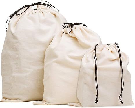 MISSLO Set of 3 Cotton Breathable Dust-Proof Drawstring Storage Pouch Bag | Amazon (US)