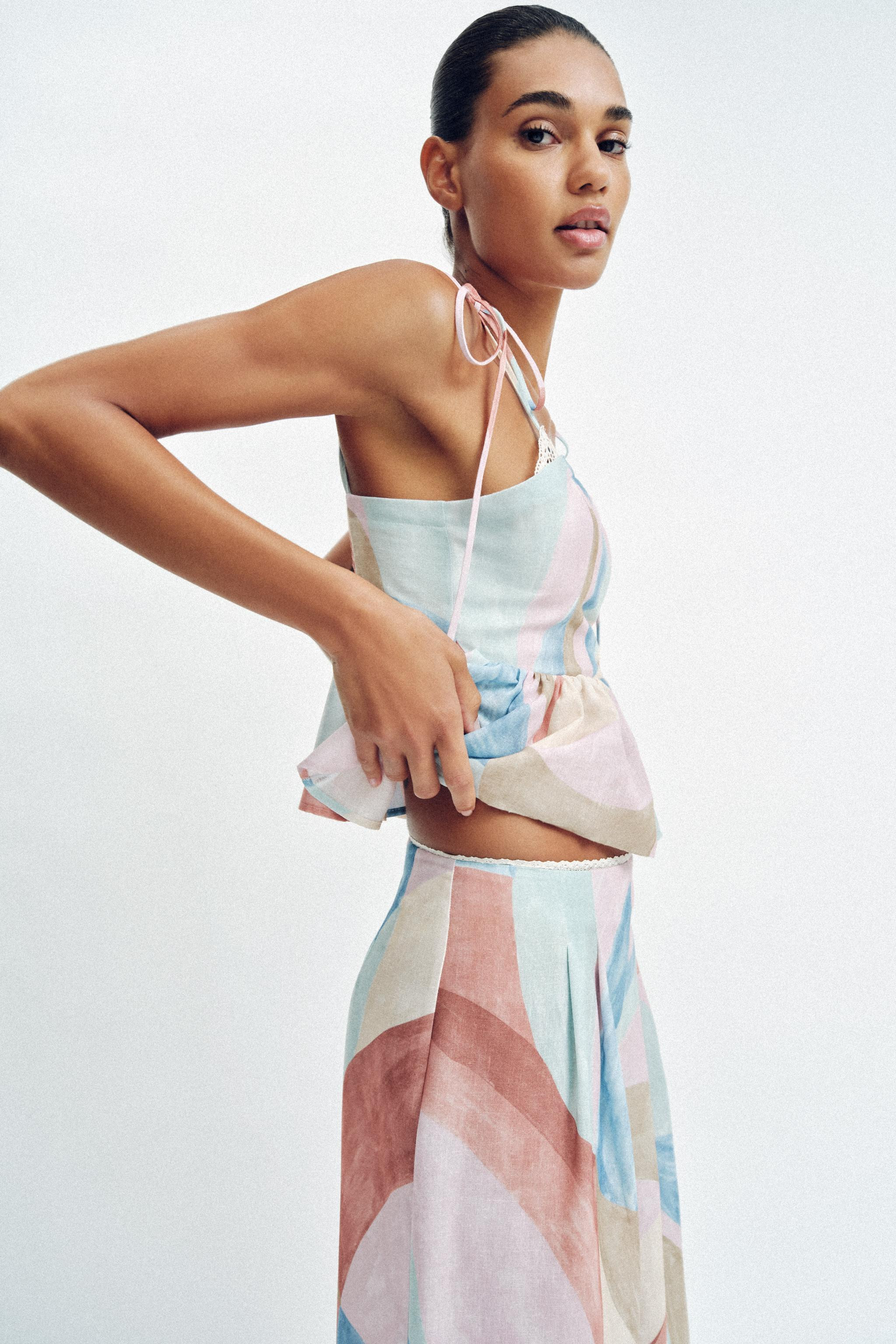 PRINTED WIDE LEG PANTS | Zara US