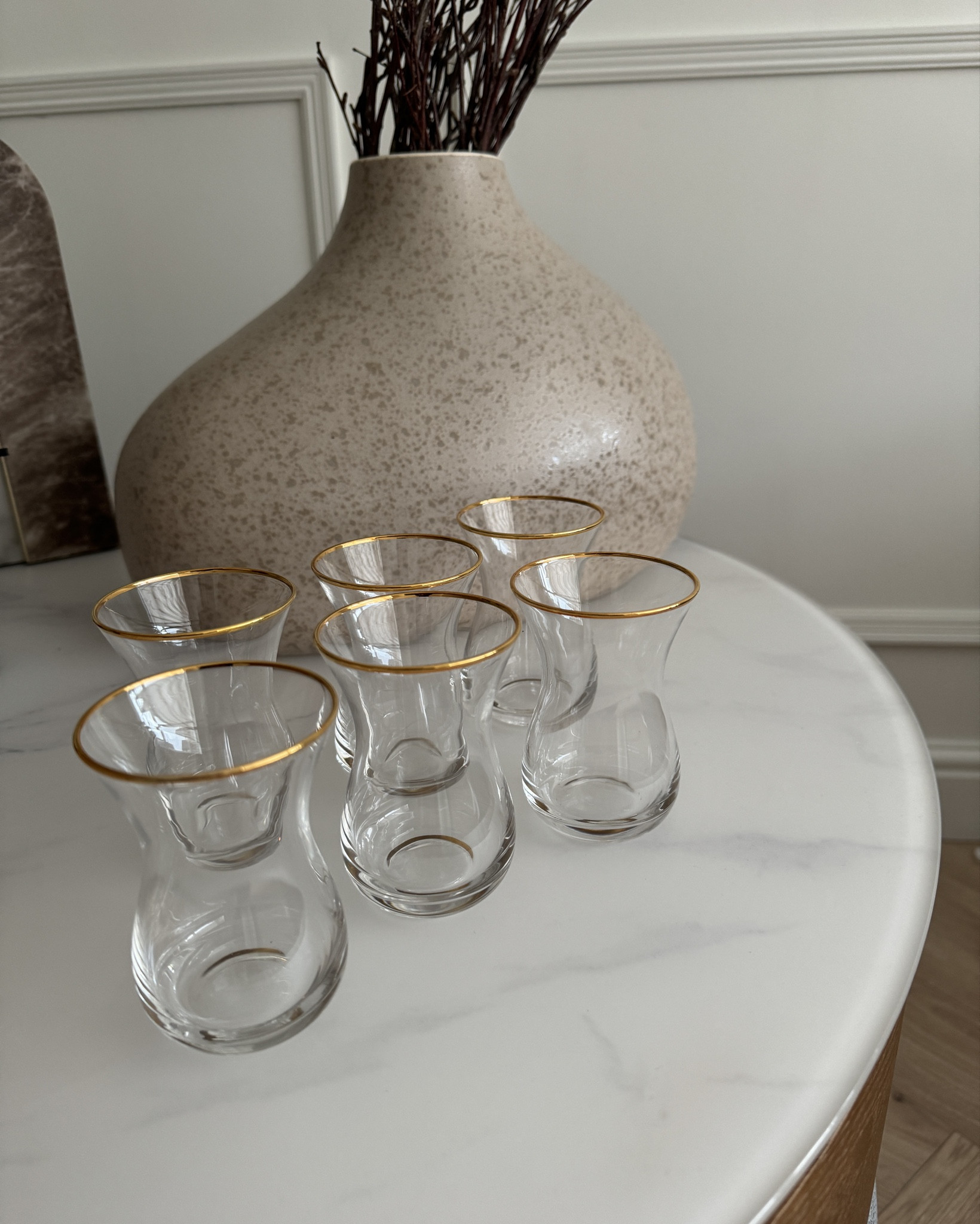 The perfect glasses with a suttle gold
rim for Eid / Ramadan / Zam Zam glasses! also can be used for mint tea! 

#LTKhome #LTKgiftguide
