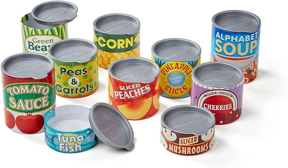Melissa & Doug Let's Play House! Grocery Cans Play Food Kitchen Accessory ,3+ years- 10 Stackable... | Amazon (US)