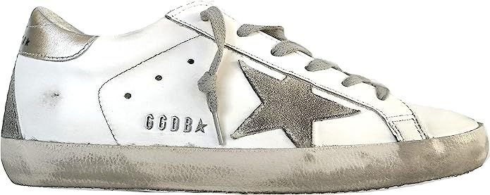 Golden Goose Women’s Super-Star Sneakers with Silver Heel tab and Metal Stud Lettering Sneakers | Amazon (US)