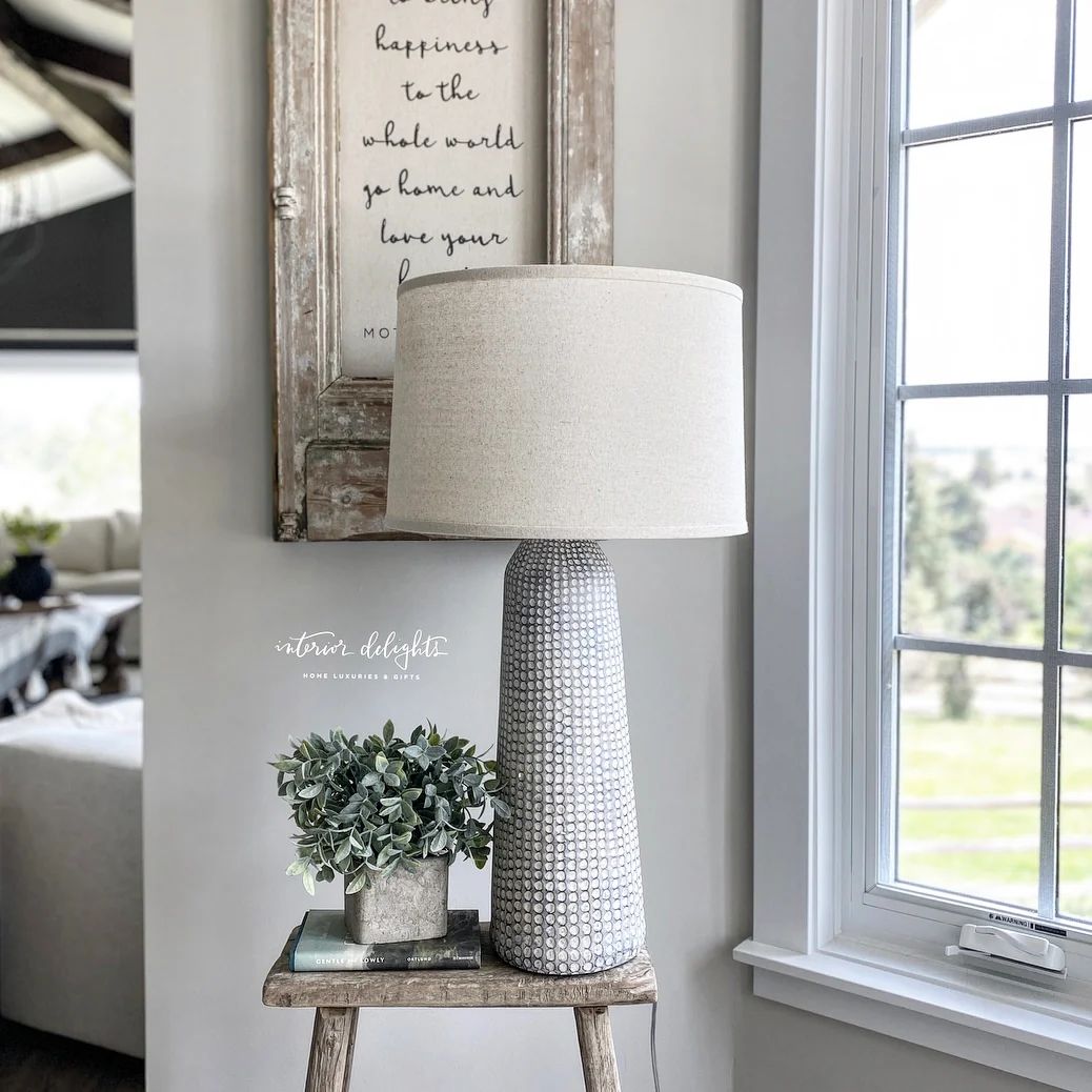 Tall Gray Spotted Table Lamp | Interior Delights