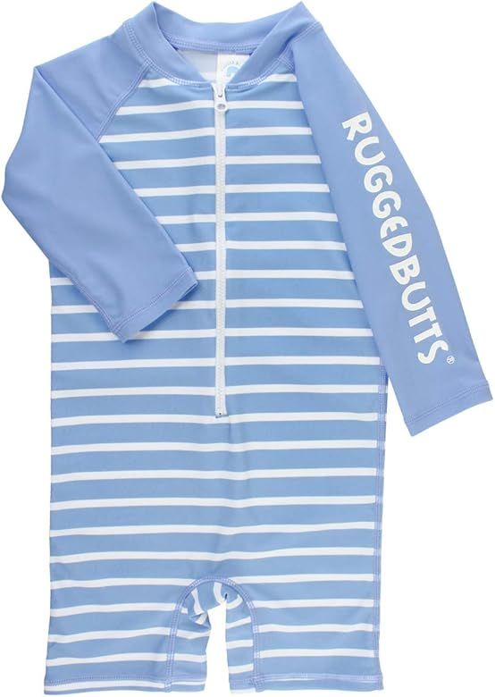 RUGGEDBUTTS Baby/Toddler Boys Striped One Piece Swimsuit Rash Guard UPF 50+ Sun Protection Romper | Amazon (US)