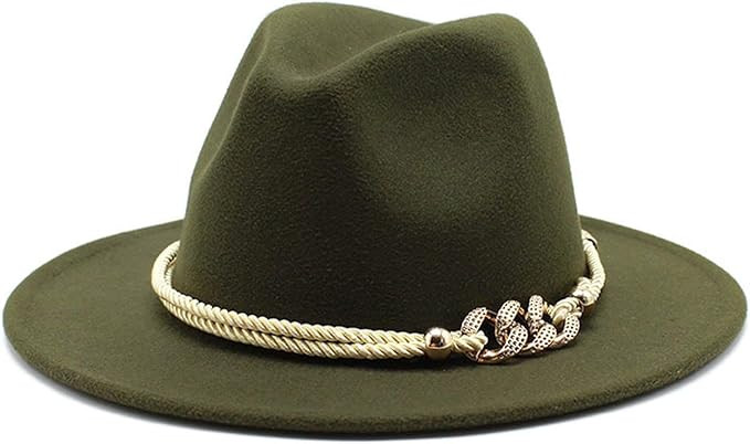 Gossifan Lady Fashion Wide Brim Felt Fedora Panama Hat with Ring Belt | Amazon (US)